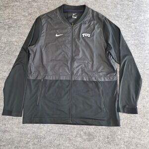 Nike TCU Horned Frogs Men XL Black Full Zip Sideline Bomber Jacket